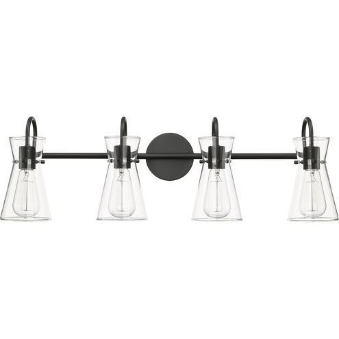 Camellia 4 Light 30.7 inch Matte Black Vanity Light Wall Light